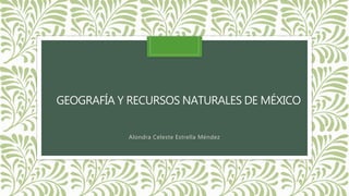GEOGRAFÍA Y RECURSOS NATURALES DE MÉXICO
Alondra Celeste Estrella Méndez
 