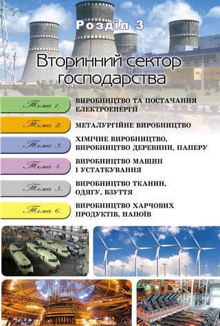 Розділ 3Розділ 3
ÂÈÐÎÁÍÈÖÒÂÎ ÒÀ ÏÎÑÒÀ×ÀÍÍß
ÅËÅÊÒÐÎÅÍÅÐÃІЇ
ÌÅÒÀËÓÐÃІÉÍÅ ÂÈÐÎÁÍÈÖÒÂÎ
ÕІÌІ×ÍÅ ÂÈÐÎÁÍÈÖÒÂÎ,
ÂÈÐÎÁÍÈÖÒÂÎ ÄÅÐÅÂÈÍÈ, ÏÀÏÅÐÓ
ÂÈÐÎÁÍÈÖÒÂÎ ÌÀØÈÍ
І ÓÑÒÀÒÊÓÂÀÍÍß
ÂÈÐÎÁÍÈÖÒÂÎ ÒÊÀÍÈÍ,
ÎÄßÃÓ, ÂÇÓÒÒß
ÂÈÐÎÁÍÈÖÒÂÎ ÕÀÐ×ÎÂÈÕ
ÏÐÎÄÓÊÒІÂ, ÍÀÏÎЇÂ
 