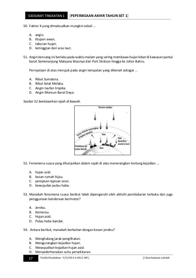 Geografi mid year form 1 2014