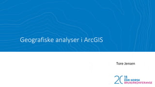 Geografiske analyser i ArcGIS
Tore Jensen
 