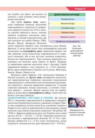 245
Розділ ІV
ція подібна для країн, що входять до
кожного з двох умовних типів відтво-
рення населення.
Для країн першого...