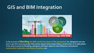 blending the BIM model into layers of the geospatial
construction materials orientation location
 