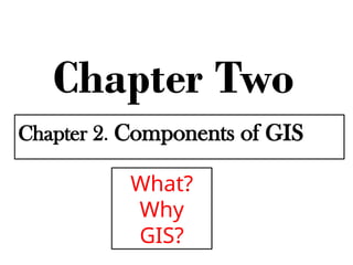 Chapter Two
Chapter 2. Components of GIS
What?
Why
GIS?
 