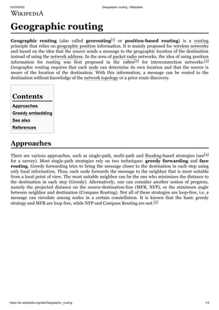 Geographic routing : Notes | PDF