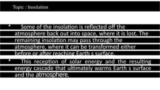 Understanding Insolation: Solar Radiation and Earth's Energy Balance | PPTX