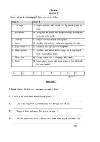 geography grade 4 exam
