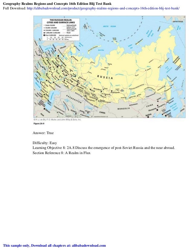 Geography Realms Regions and Concepts 16th Edition Blij Test Bank