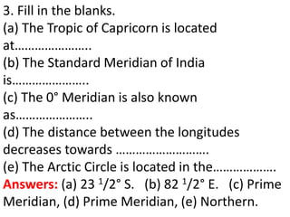 Geography answer key class 6 | PPTX