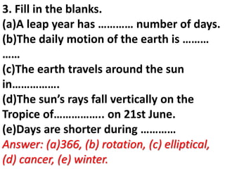 Geography answer key class 6 | PPTX