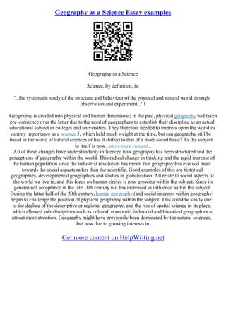Geography Essay Examples | PDF
