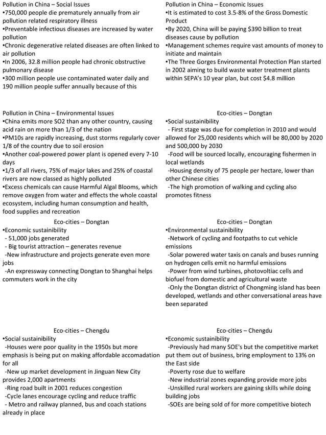 WJEC A2 Geography China Notes PDF