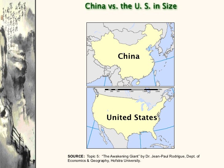 geography of china size of china vs us