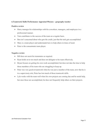 Geography teacher performance appraisal | DOC