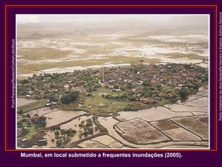 ParteintegrantedaobraGeografiaHomemeEspaço,EditoraSaraiva
Mumbai, em local submetido a frequentes inundações (2005).
PunitParanjpe/Reuters/Corbis/LatinStock
 