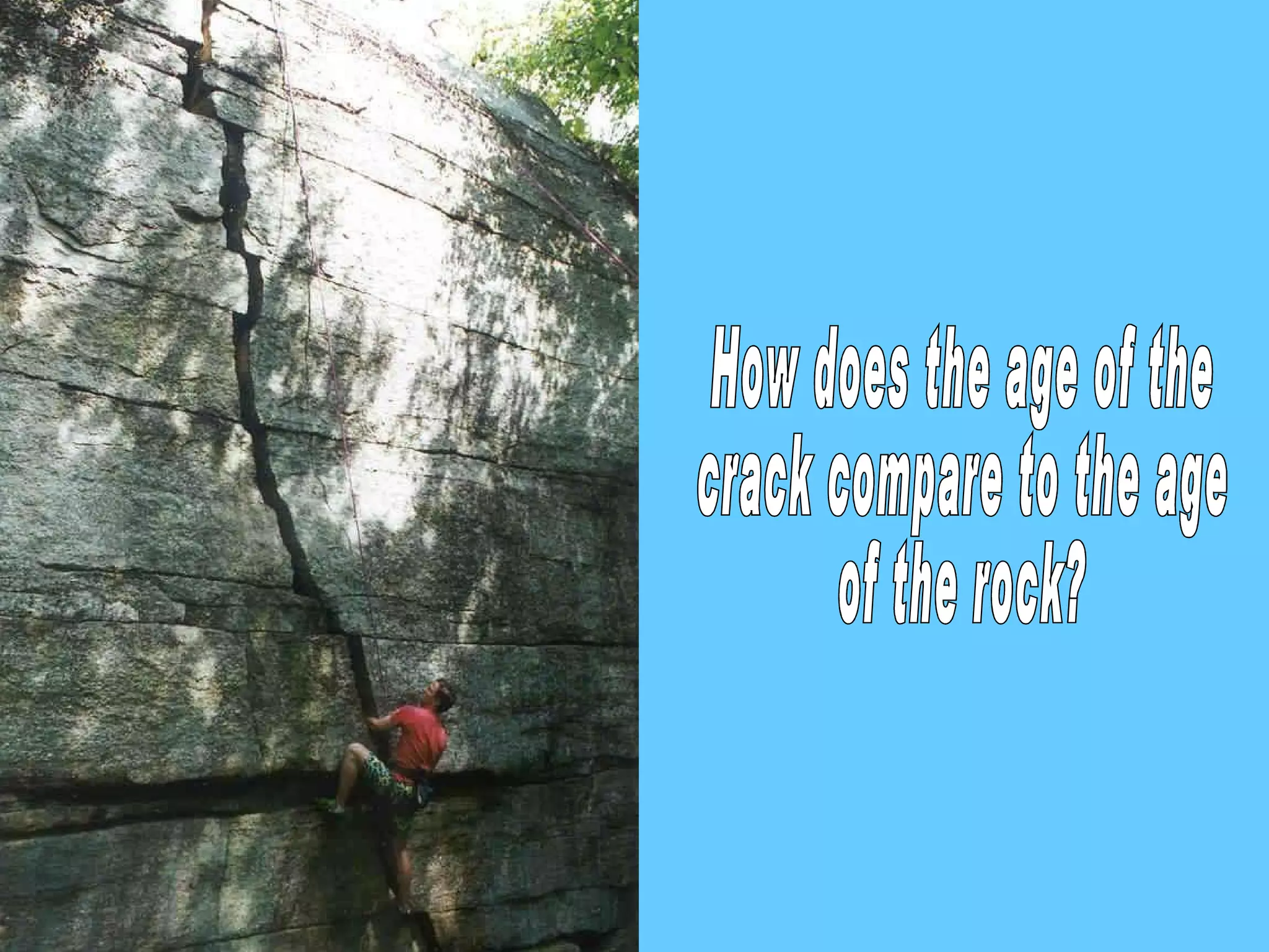 How does the age of the crack compare to the age of the rock?  