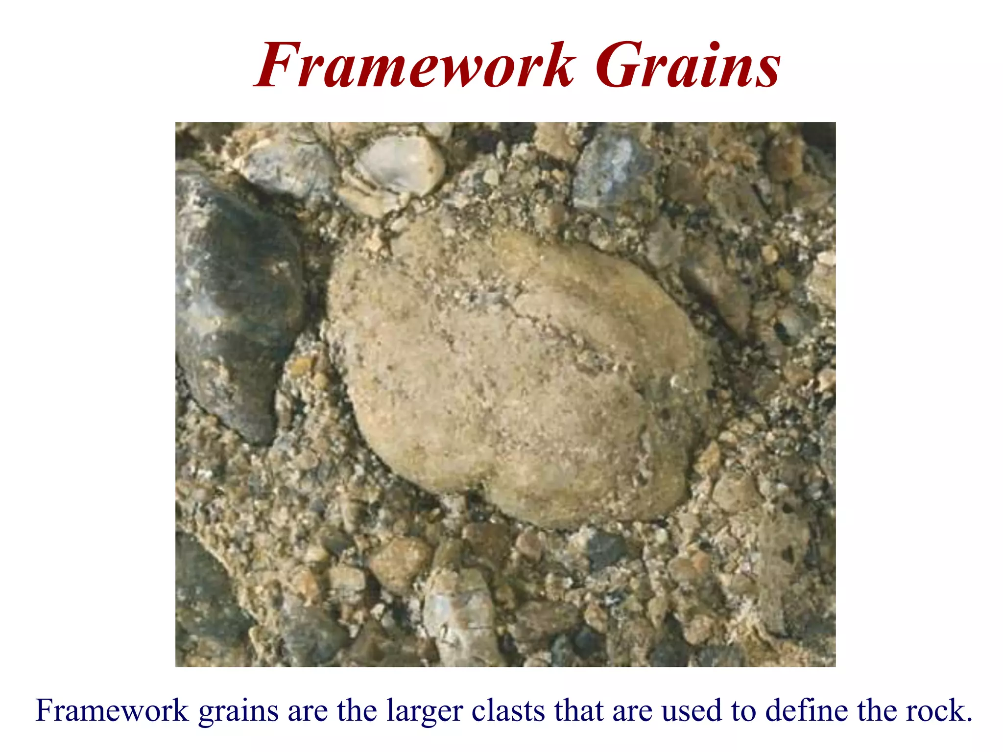 Framework Grains
Framework grains are the larger clasts that are used to define the rock.
 