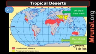 Tropical Deserts
Off-Shore
Trade winds
Effect of Cold
currents
2nd
 