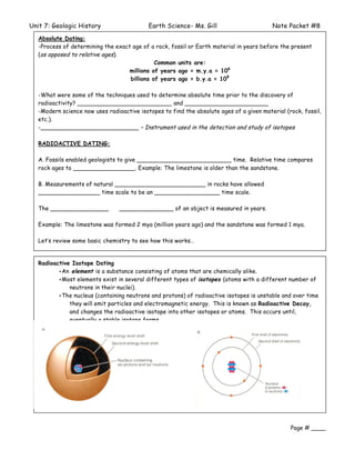 Geological Age Dating Notes.pdf Geologic History Note Packet | PDF
