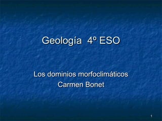 Geología 4º ESO


Los dominios morfoclimáticos
      Carmen Bonet



                               1
 