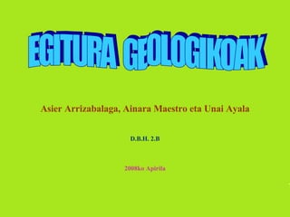 EGITURA  GEOLOGIKOAK Asier Arrizabalaga, Ainara Maestro eta Unai Ayala 2008ko Apirila D.B.H. 2.B 