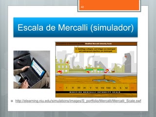 40




     Escala de Mercalli (simulador)




   http://elearning.niu.edu/simulations/images/S_portfolio/Mercalli/Mercalli_Scale.swf


                                                                           Nuno Correia 11/12
 