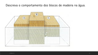 CORREIA 20 11
Descreva o comportamento dos blocos de madeira na água.
 