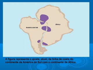 A figura representa o ajuste, atual, da linha de costa do
continente da América do Sul com o continente de África.
 
