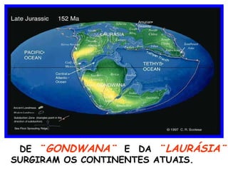DE  ¨ GONDWANA¨  E DA  ¨ LAURÁSIA¨  SURGIRAM OS CONTINENTES ATUAIS. 