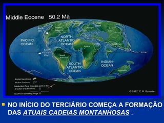 NO INÍCIO DO TERCIÁRIO COMEÇA A FORMAÇÃO DAS  ATUAIS CADEIAS MONTANHOSAS  . 