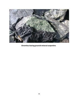 40
Chromites having greenishmineral serpentine
 