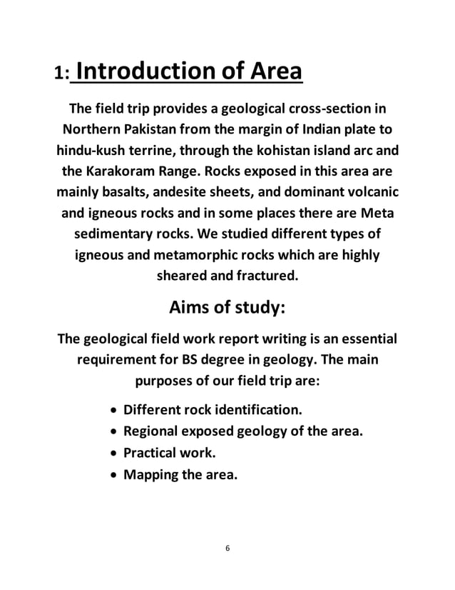 Geological field work report | DOCX | Geography | Science