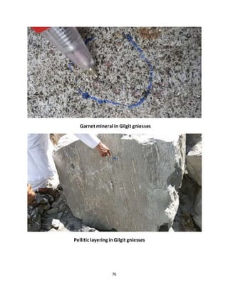 76
Garnet mineral in Gilgit gniesses
Pellitic layering inGilgit gniesses
 
