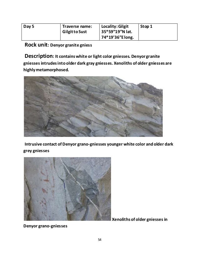 Geological field work report