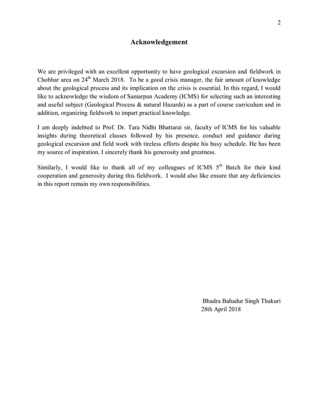 Geological fieldwork report PDF