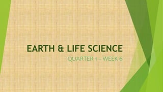 EARTH & LIFE SCIENCE
QUARTER 1 – WEEK 6
 