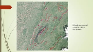 Strike lines (purple)
found in all the
study area
 