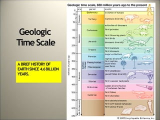 Geologic
TimeScale
A BRIEF HISTORY OF
EARTHSINCE 4.6BILLION
YEARS.
 