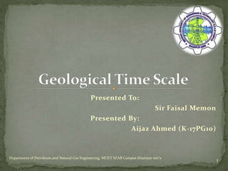 Presented To:
Sir Faisal Memon
Presented By:
Aijaz Ahmed (K-17PG10)
Department of Petroleum and Natural Gas Engineering, MUET SZAB Campus Khairpur mir's
1
 