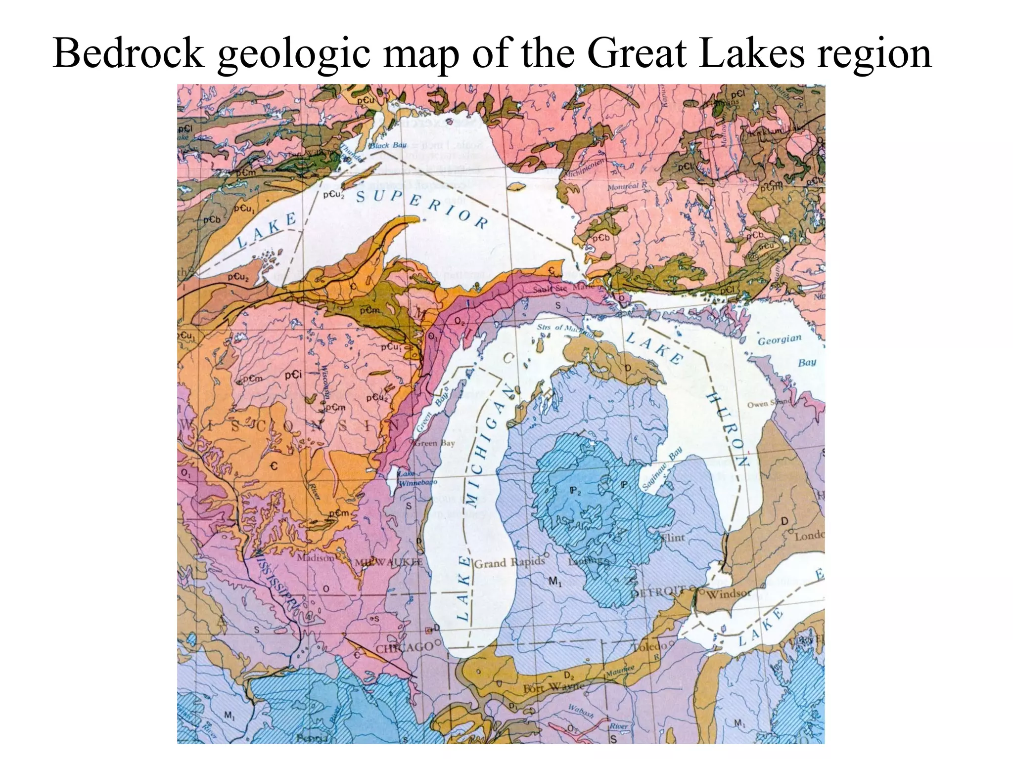 Bedrock geologic map of the Great Lakes region 
 