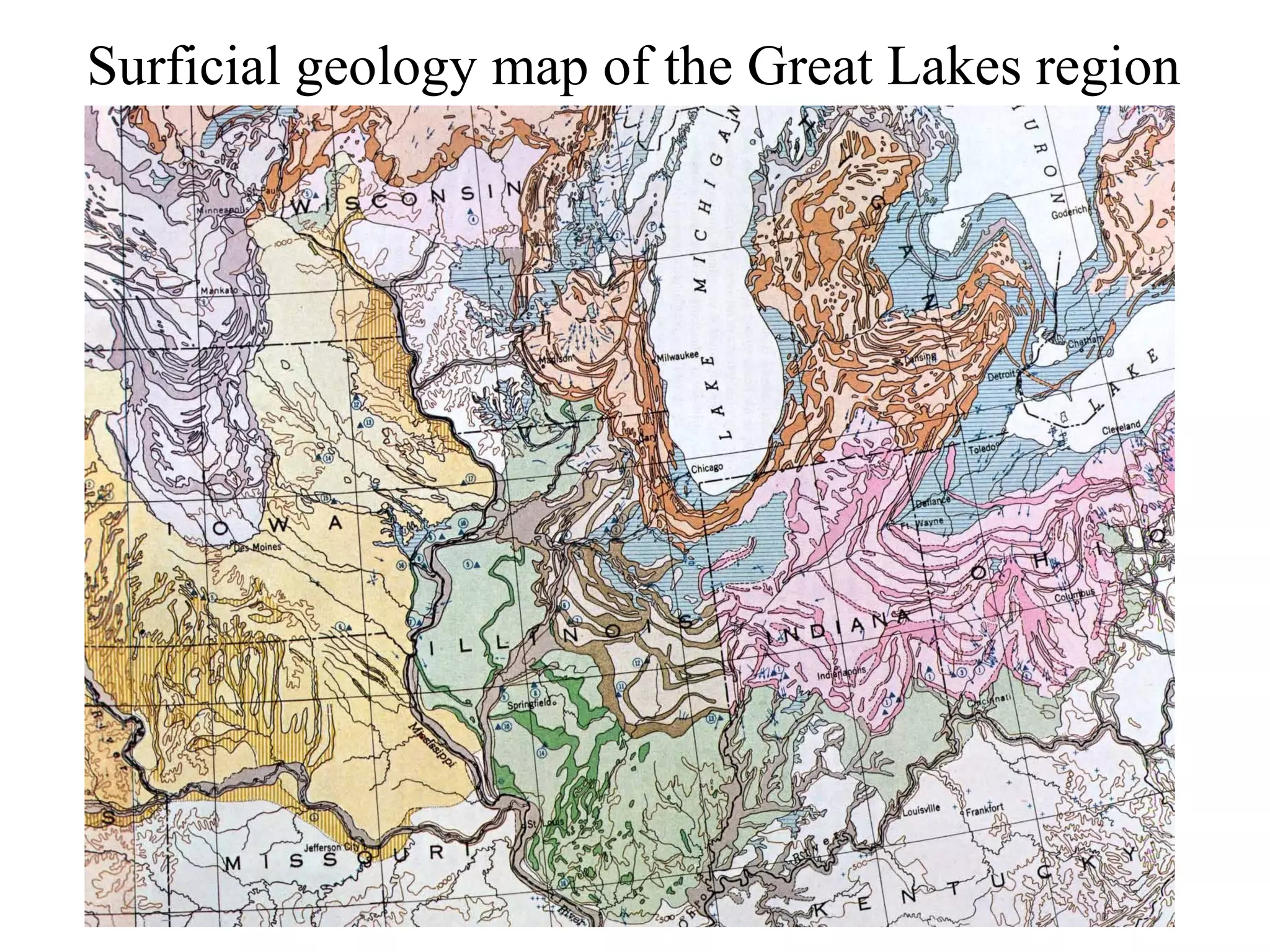 Surficial geology map of the Great Lakes region 
 