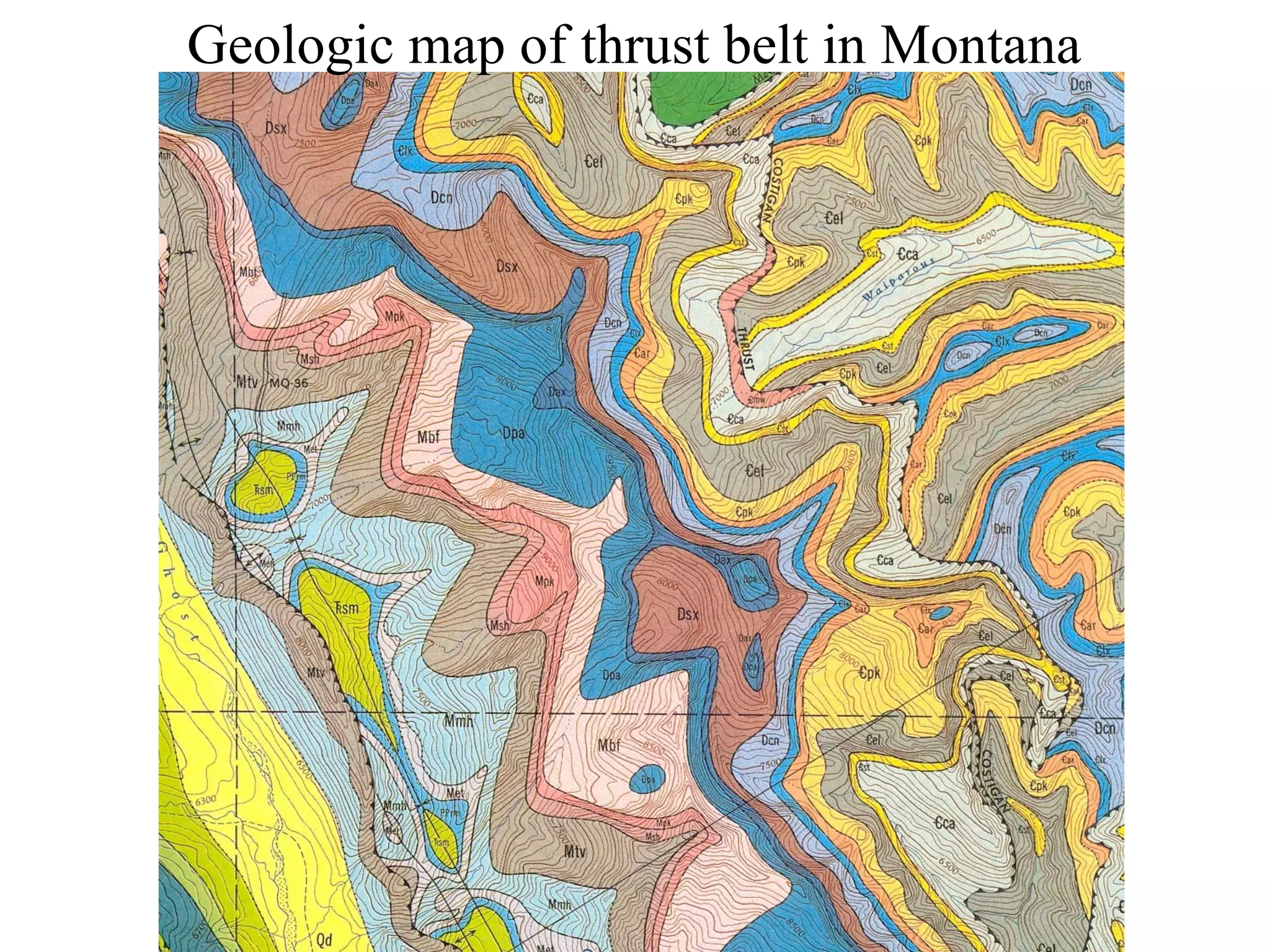 Geologic map of thrust belt in Montana 
 