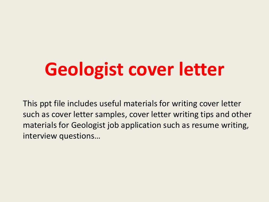graduate geologist cover letter