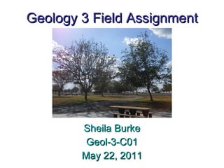 Geology 3 Field Assignment Sheila Burke Geol-3-C01 May 22, 2011 