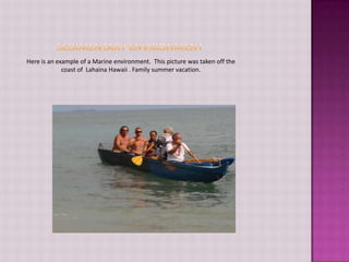 Sedimentary EnvironmentHere is an example of a Marine environment.  This picture was taken off the coast of  Lahaina Hawaii . Family summer vacation.