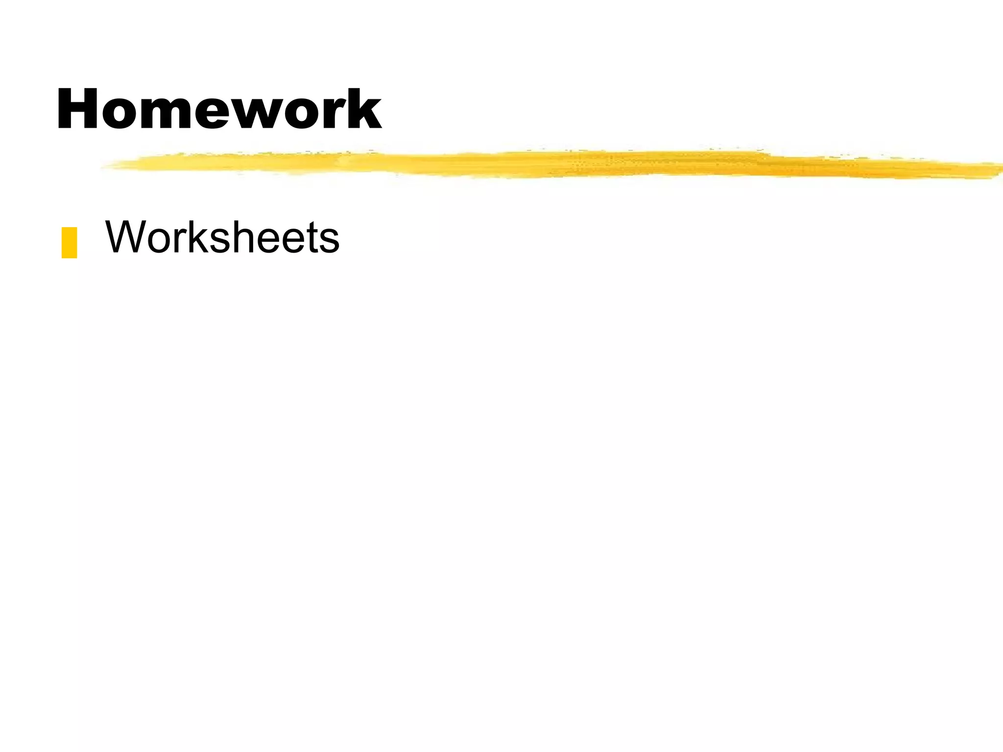 Homework Worksheets 