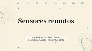 Sensores remotos
Ing. Andrea Escobedo Tamez
Geomática Agosto – Diciembre 2022
0 20 40 60 80 100 120 140 160
 