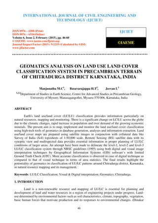 GEOMATICS ANALYSIS ON LAND USE LAND COVER CLASSIFICATION SYSTEM IN ...