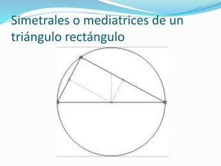 Simetrales o mediatrices de un
triángulo rectángulo
 
