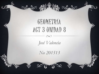 GEOMETRÍA
ACT 3 UNIDAD 8
José Valencia
No 201513
 