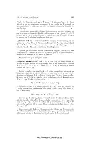 está contenido en un abierto del cubrimiento, ası́ como que
todo triángulo puede subdividirse en triángulos de diámetro arbitrariamente pequeño. Las
subdivisiones se hacen uniendo los vértices con un punto interior, de modo que se conservan
las aristas exteriores.
http://librosysolucionarios.net
 